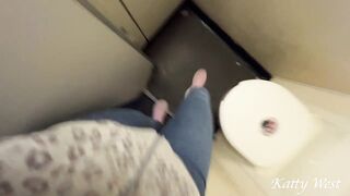 Extreme on plane. Teen girl took off her panties and pee in public