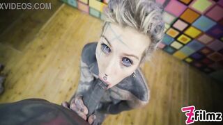 Tattoo couple HARD POV SEX - ANAL fuck, gapes, sloppy BJ, anal creampie, female orgasm