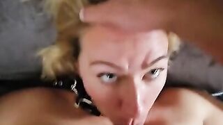 Cumslut gets a mouth full of cum