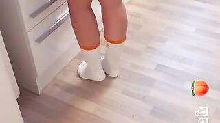 I fuck my stepsister in the kitchen while she cooks. Big Ass in Thong with white socks