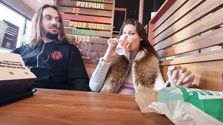 Fast food exhib for Lety Howl and blowjob