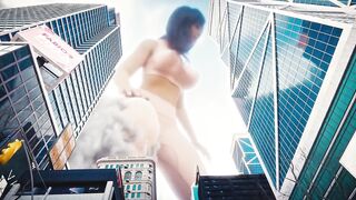 Beautiful Mega Giantess Grows and Play with a Tiny City