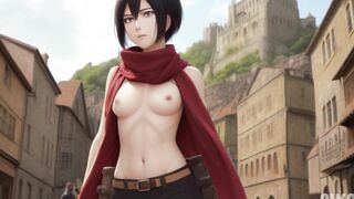 Mikasa sexy hentai anime (A.I. generated and animated) Attack on titan