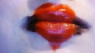 Red Heart Lipstick And Smoking Upclose