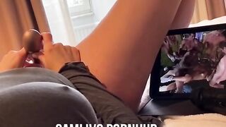 Swedish Girl Watching Porn and Masturbates, Loud Moaning Orgasm