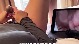 Swedish Girl Watching Porn and Masturbates, Loud Moaning Orgasm