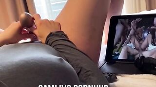 Swedish Girl Watching Porn and Masturbates, Loud Moaning Orgasm