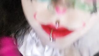 Goth Clown Girl gives Daddy a Deepthroat Blowjob