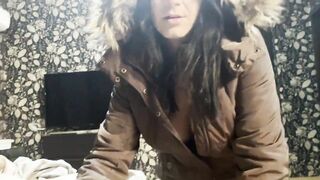 Milfycalla- a Lot of Cum on Brown Fur Hooded Puffer Jacket 172