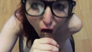 I cum on her cute little face and fill her glasses with my big cumshot - Veronikavonk/ Drakevonk cum