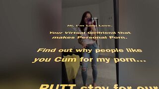 Big boobs babe bare feet in jeans mirror selfie trying out new voiceover app before/after doing hair dye - Lelu Love