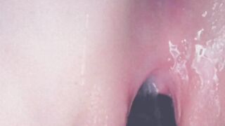 Fucking my soaking pussy with black dildo