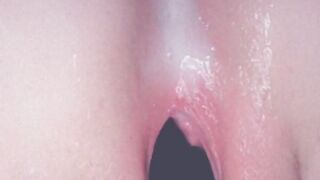 Fucking my soaking pussy with black dildo