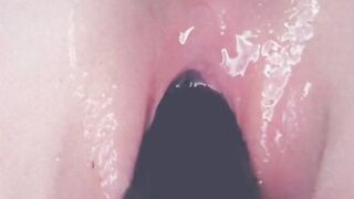 Fucking my soaking pussy with black dildo