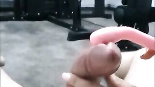 Rough Femdom Urethral Sounding of Slave Cock in the Gym with 12 Inch Dilators, Handjob, Huge Cumshot